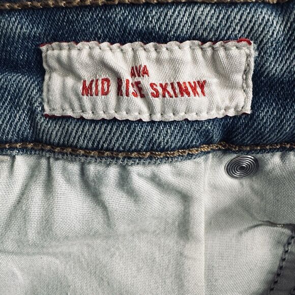 Lucky Brand Ava Mid Rise Skinny Ankle Jeans 12/31 (32x26) Blue Distressed Womens - Picture 4 of 10